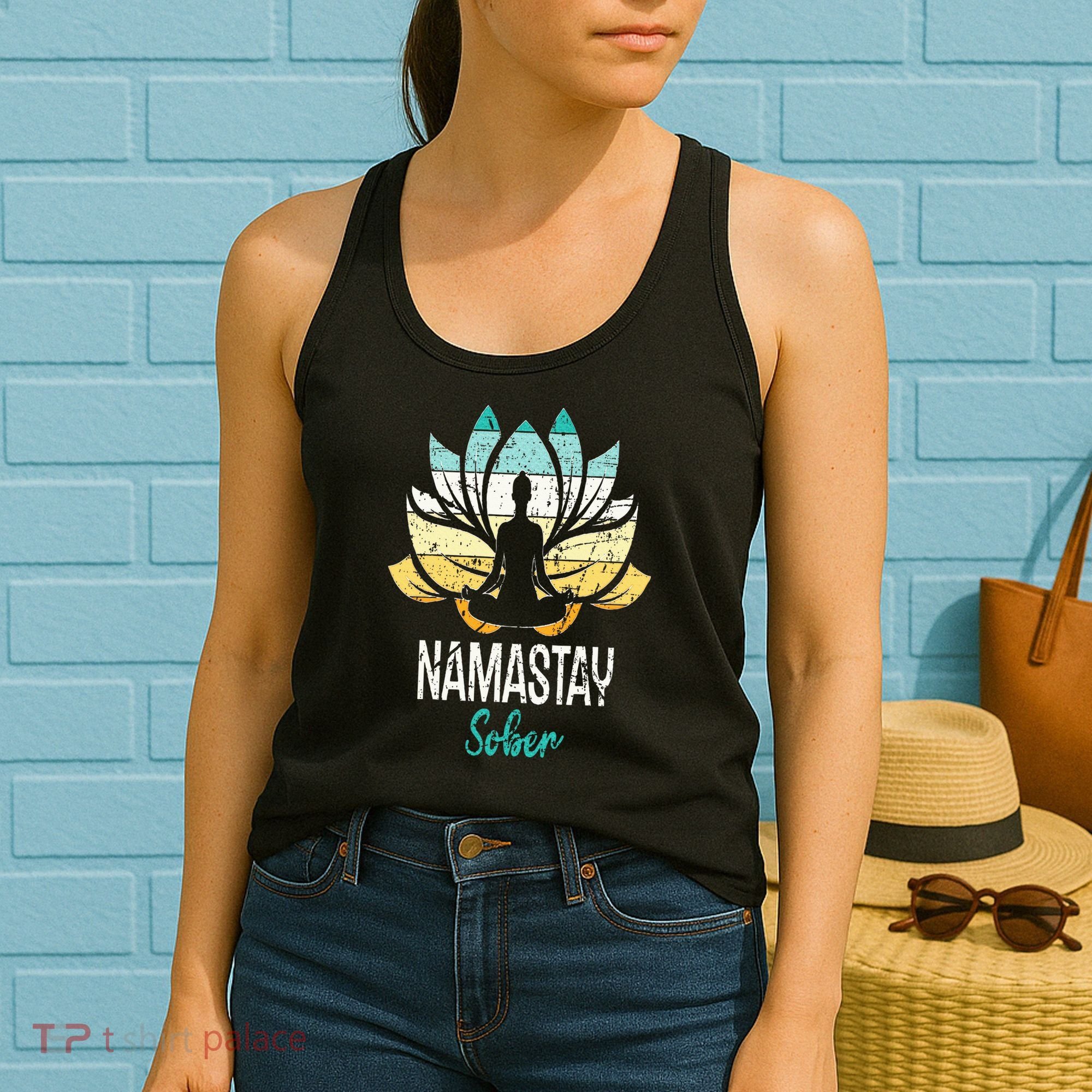 Namastay Sober NA AA 12 Step Recovery Narcotics Anonymous Women's Tank Top