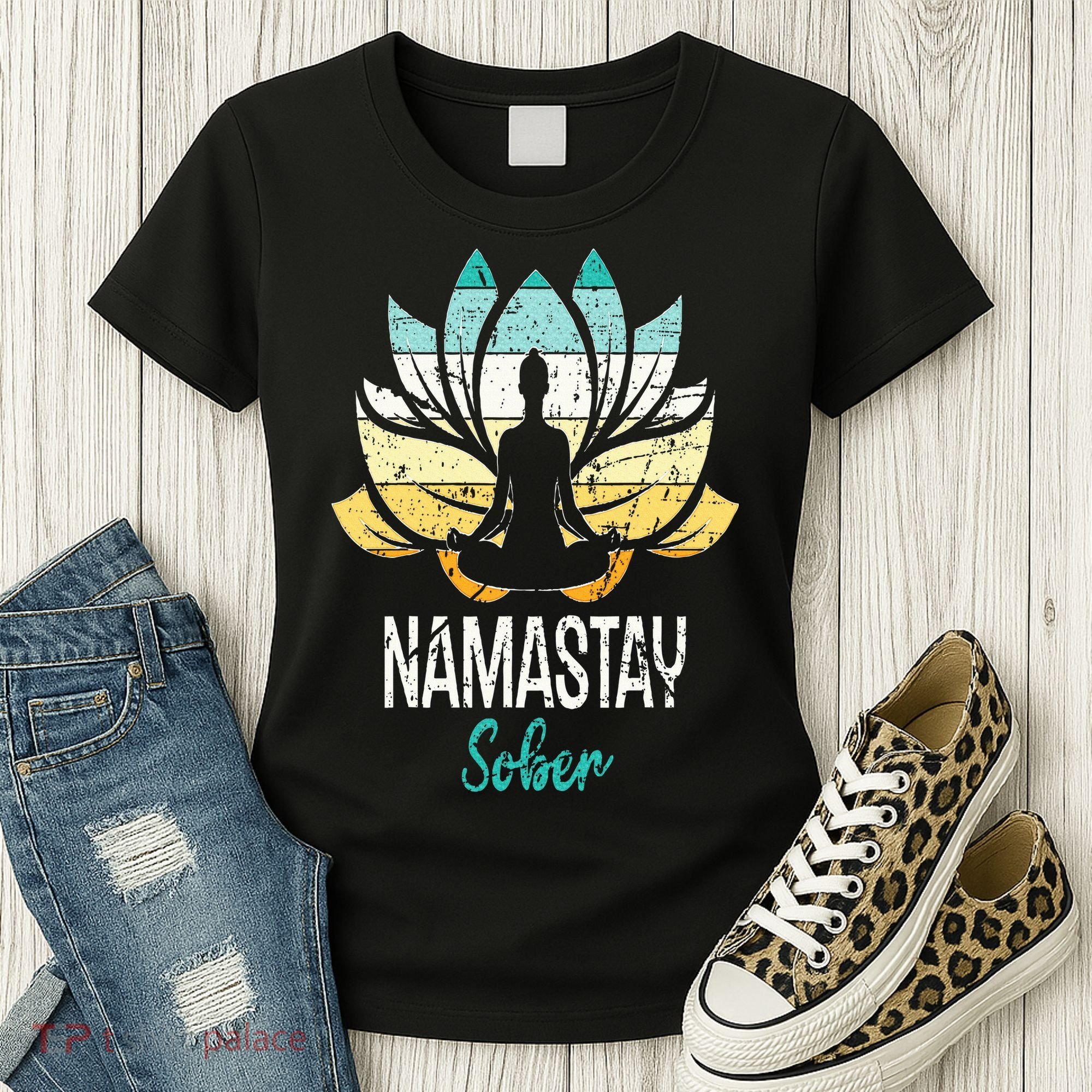 Namastay Sober NA AA 12 Step Recovery Narcotics Anonymous Women's T-Shirt