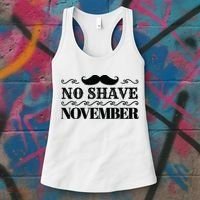 No Shave November Mustache Funny Women's Tank Top thumb 3