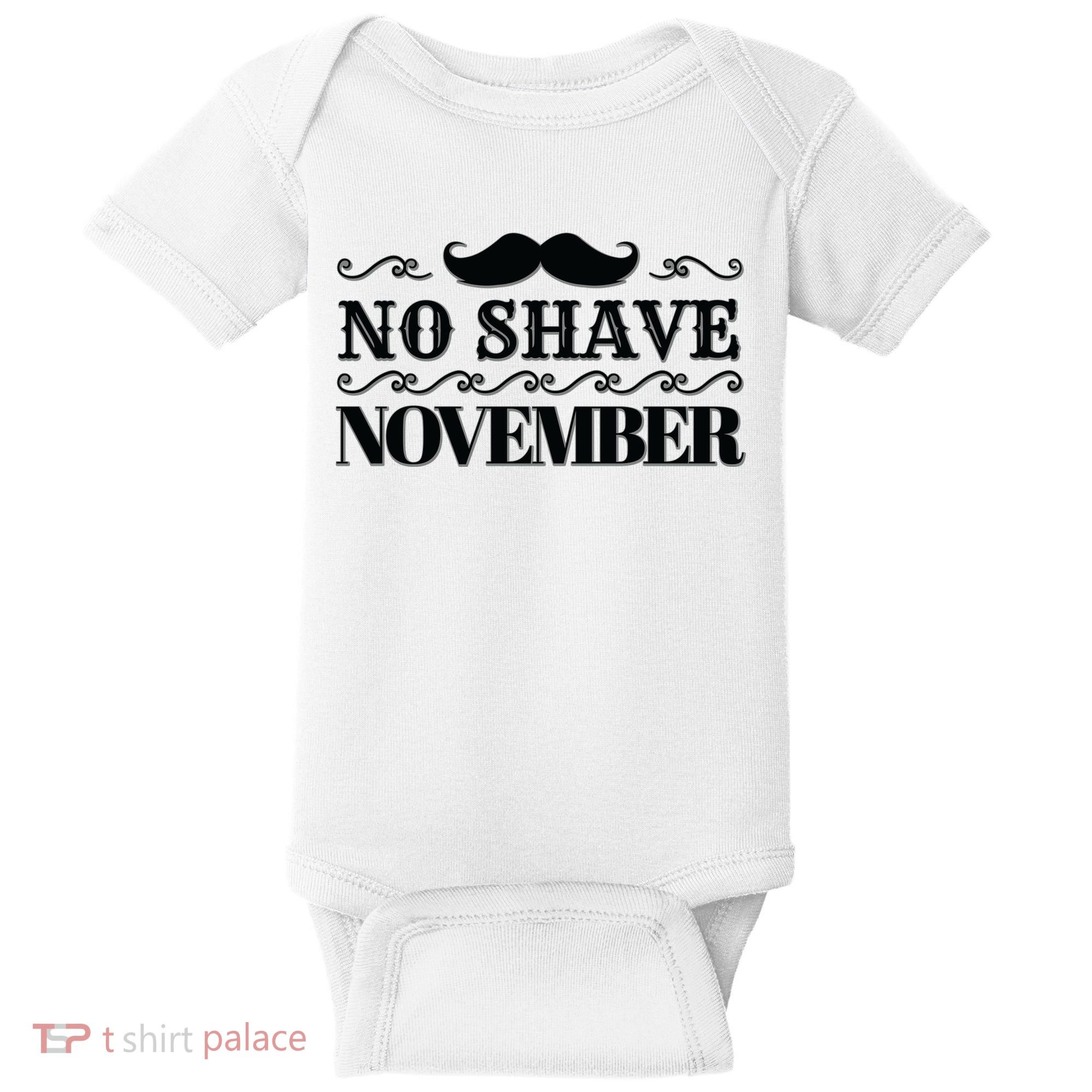 No Shave November Mustache Funny Baby Bodysuit