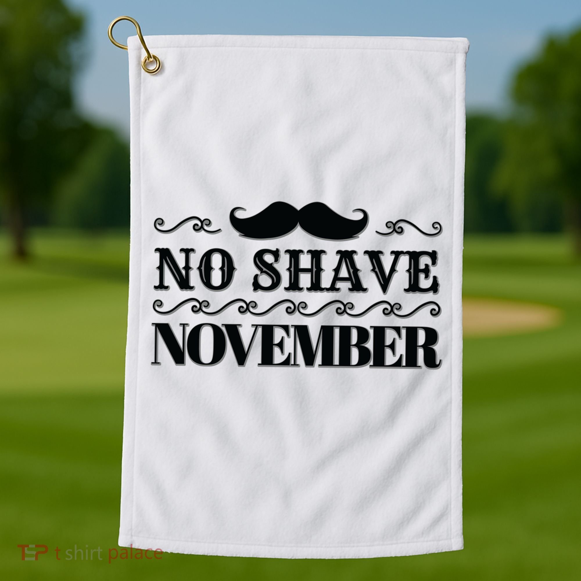 No Shave November Mustache Funny Golf Towel