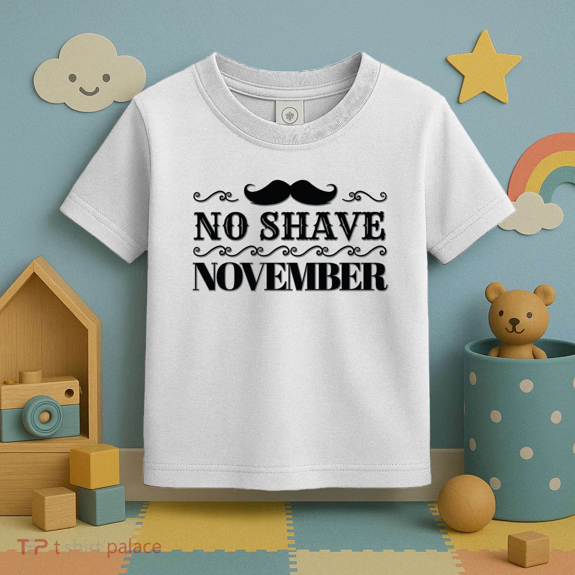 No Shave November Mustache Funny Toddler T-Shirt