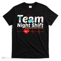Night Shift Nurse Life RN LPN CNA Healthcare Heartbeat Love T-Shirt thumb 0
