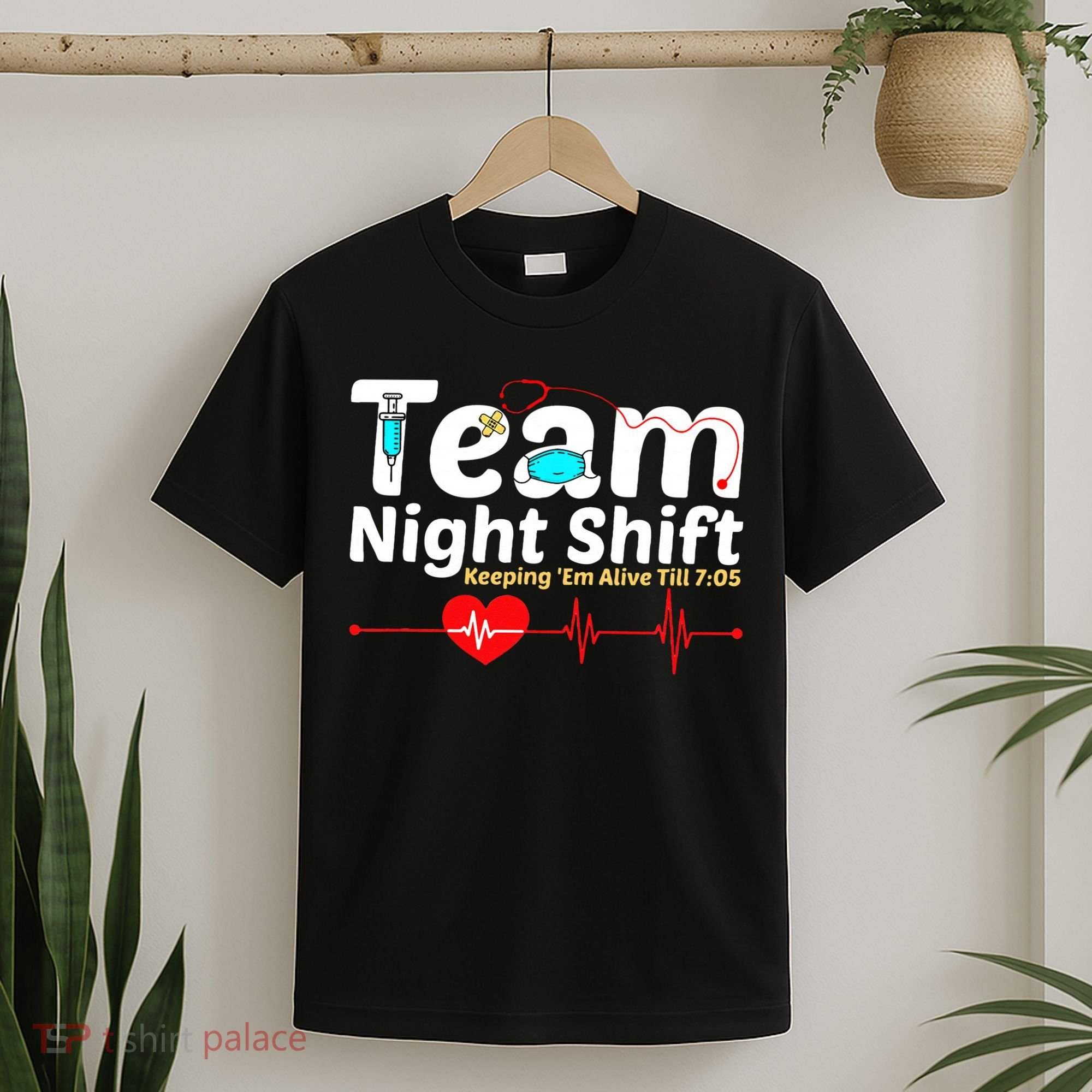 Night Shift Nurse Life RN LPN CNA Healthcare Heartbeat Love T-Shirt