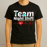 Night Shift Nurse Life RN LPN CNA Healthcare Heartbeat Love T-Shirt thumb 3