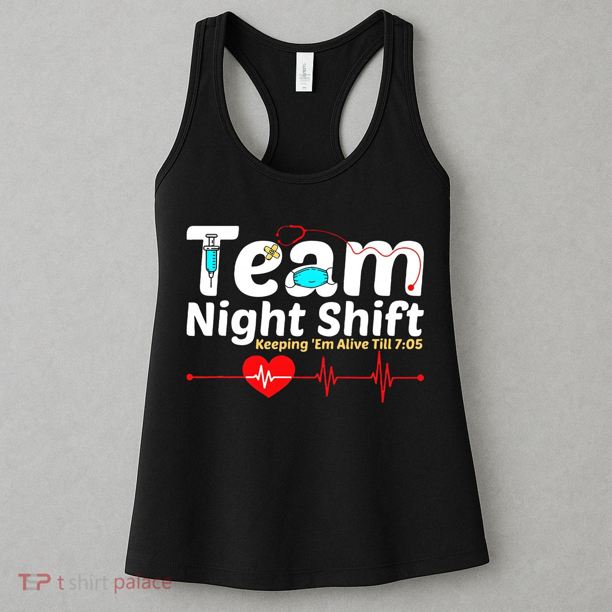 Night Shift Nurse Life RN LPN CNA Healthcare Heartbeat Love Women's Tank Top