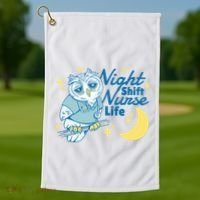 Night Shift Nurse Life Owl Golf Towel thumb 1