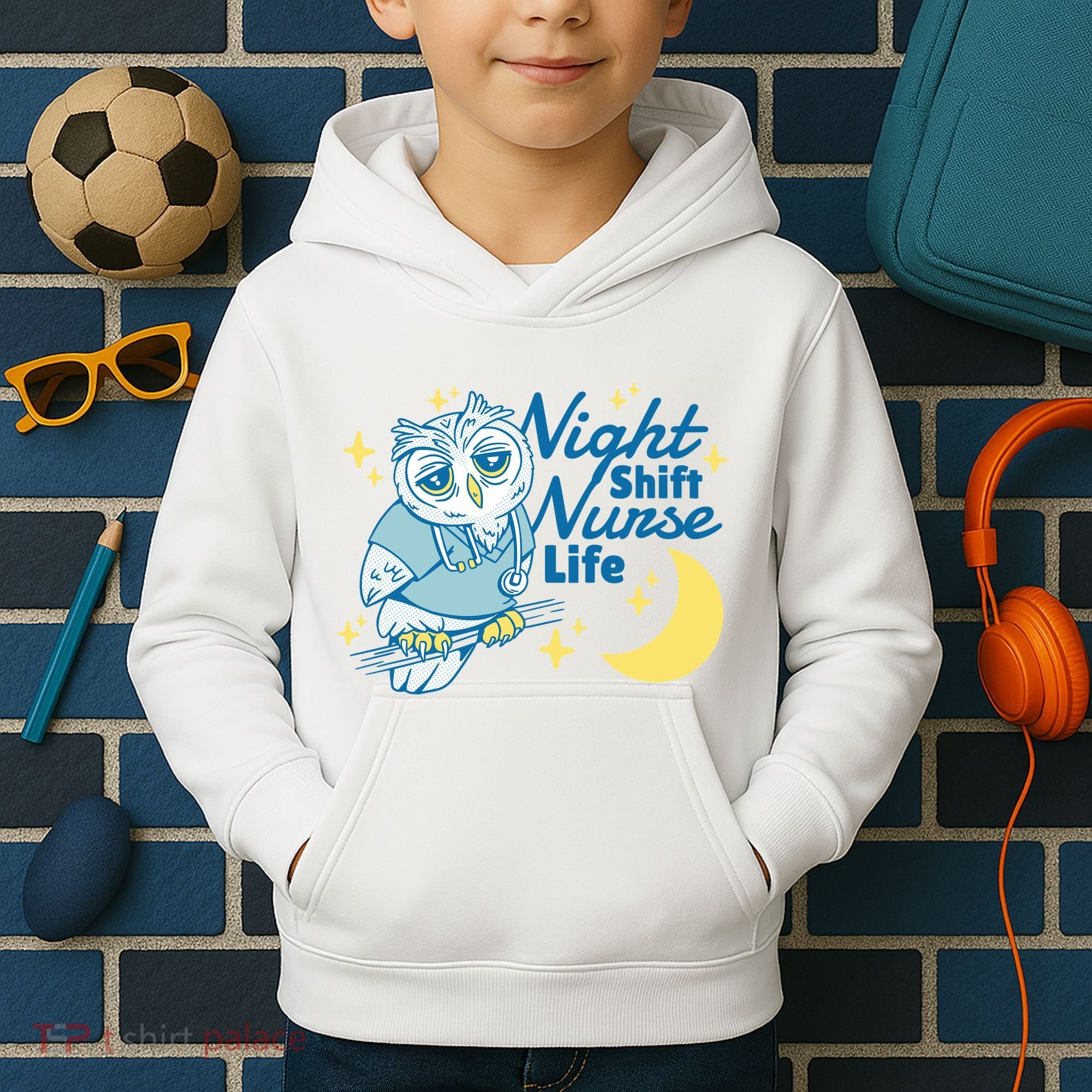 Night Shift Nurse Life Owl Kids Hoodie