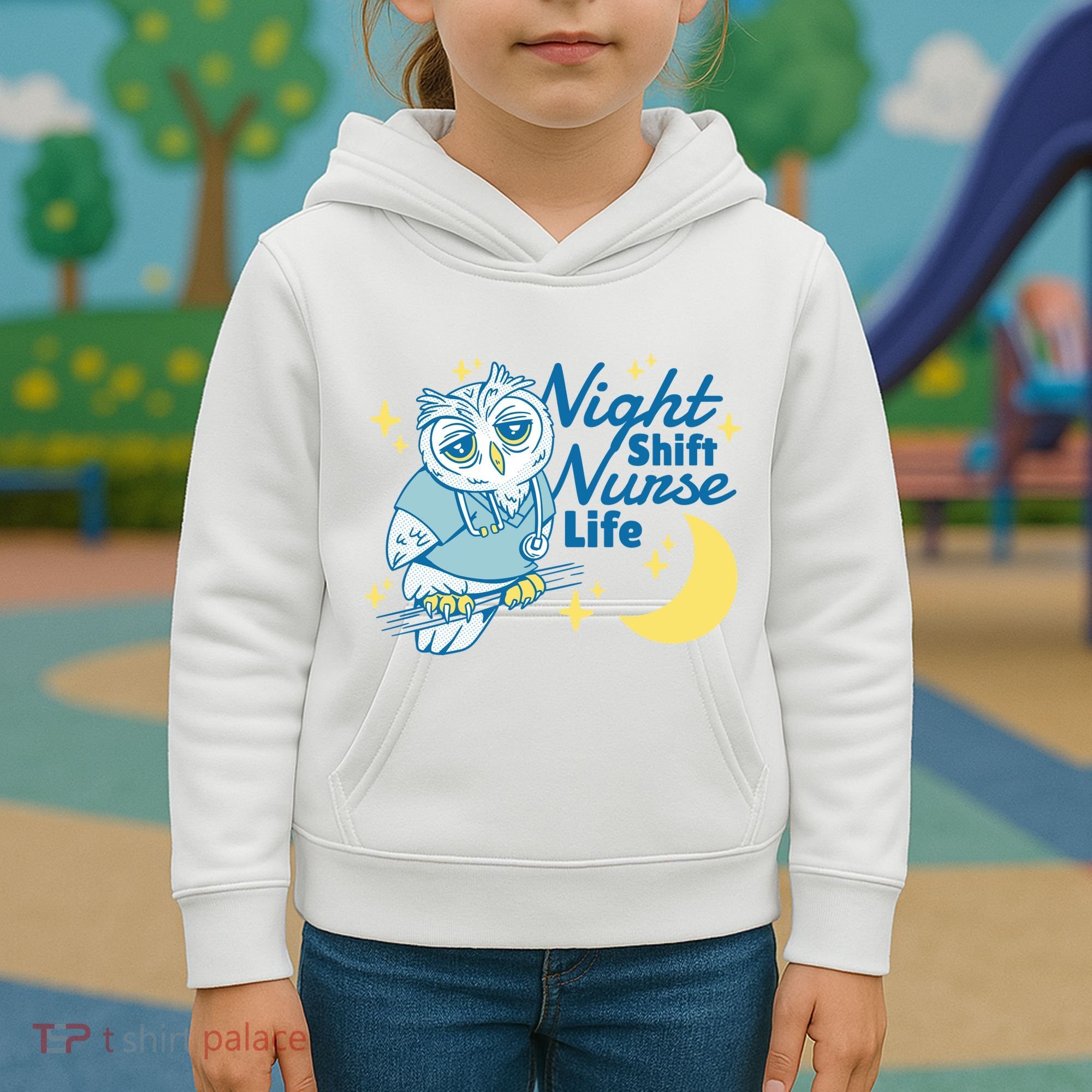 Night Shift Nurse Life Owl Kids Hoodie