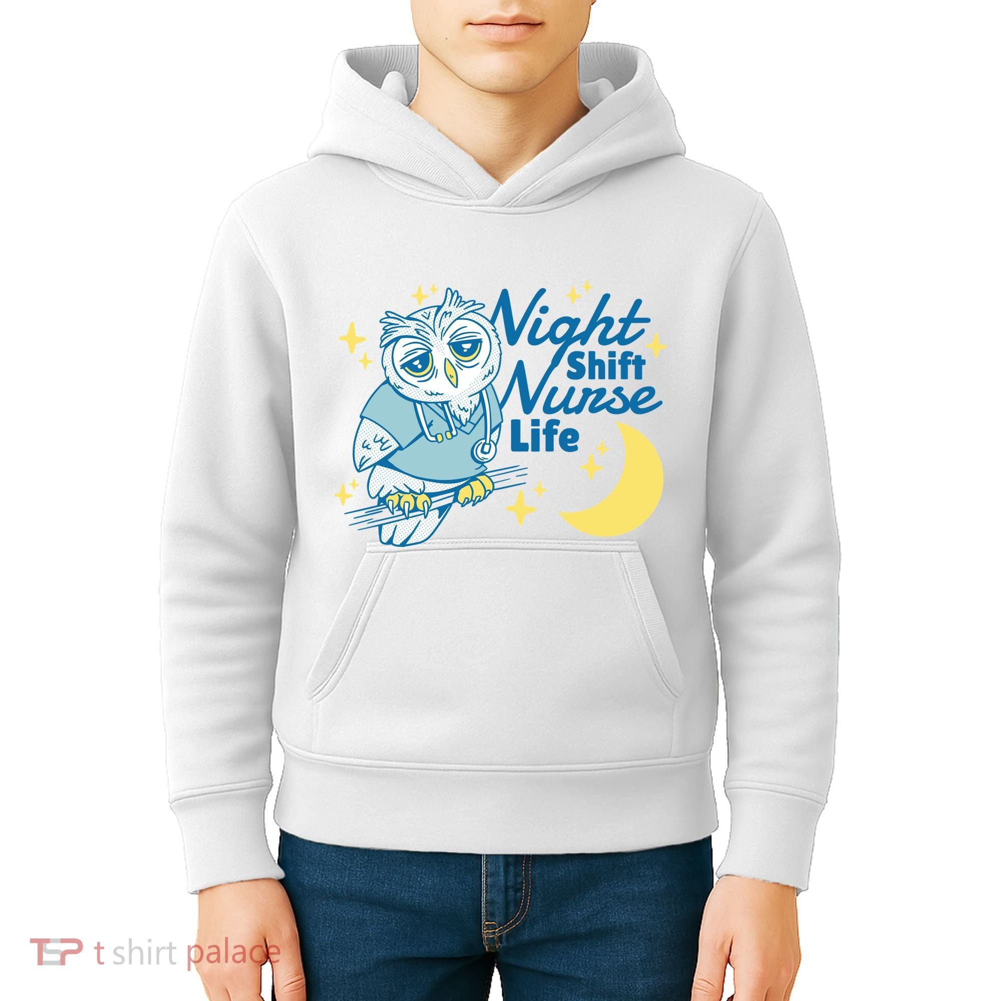 Night Shift Nurse Life Owl Kids Hoodie