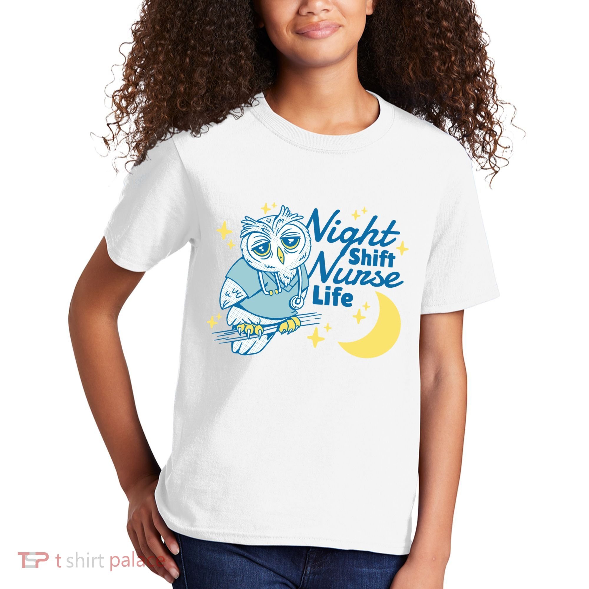 Night Shift Nurse Life Owl Kids T-Shirt