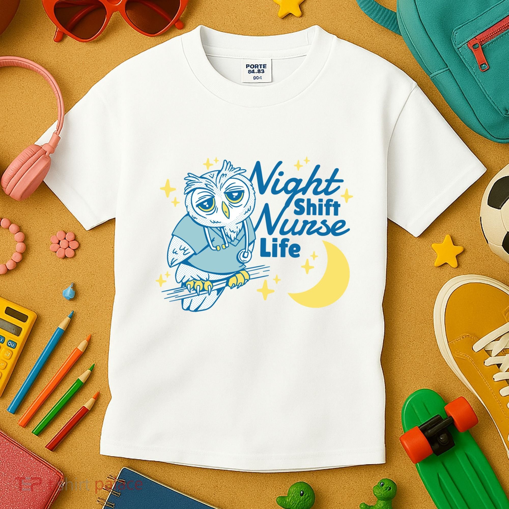 Night Shift Nurse Life Owl Kids T-Shirt