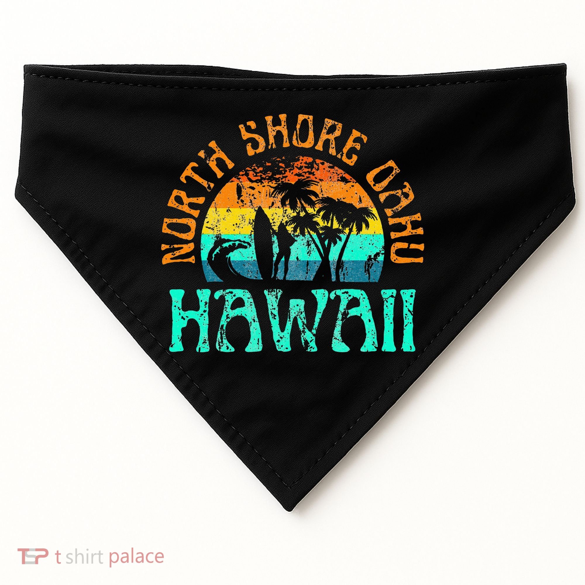 North Shore Oahu Hawaii Surf Beach Surfer Waves USA-Made Doggie Bandana