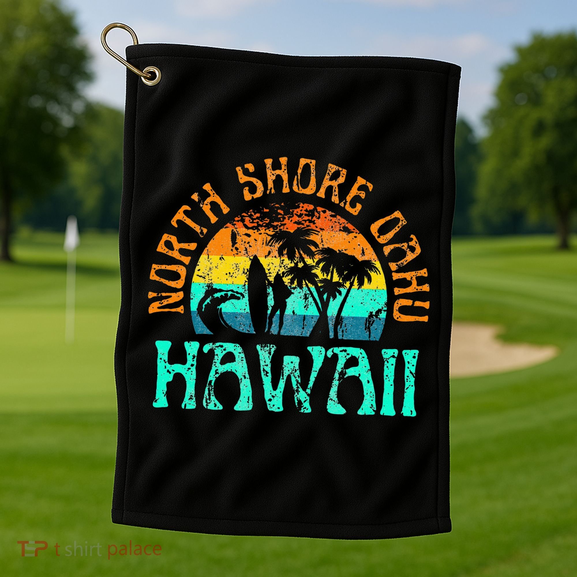 North Shore Oahu Hawaii Surf Beach Surfer Waves Golf Towel