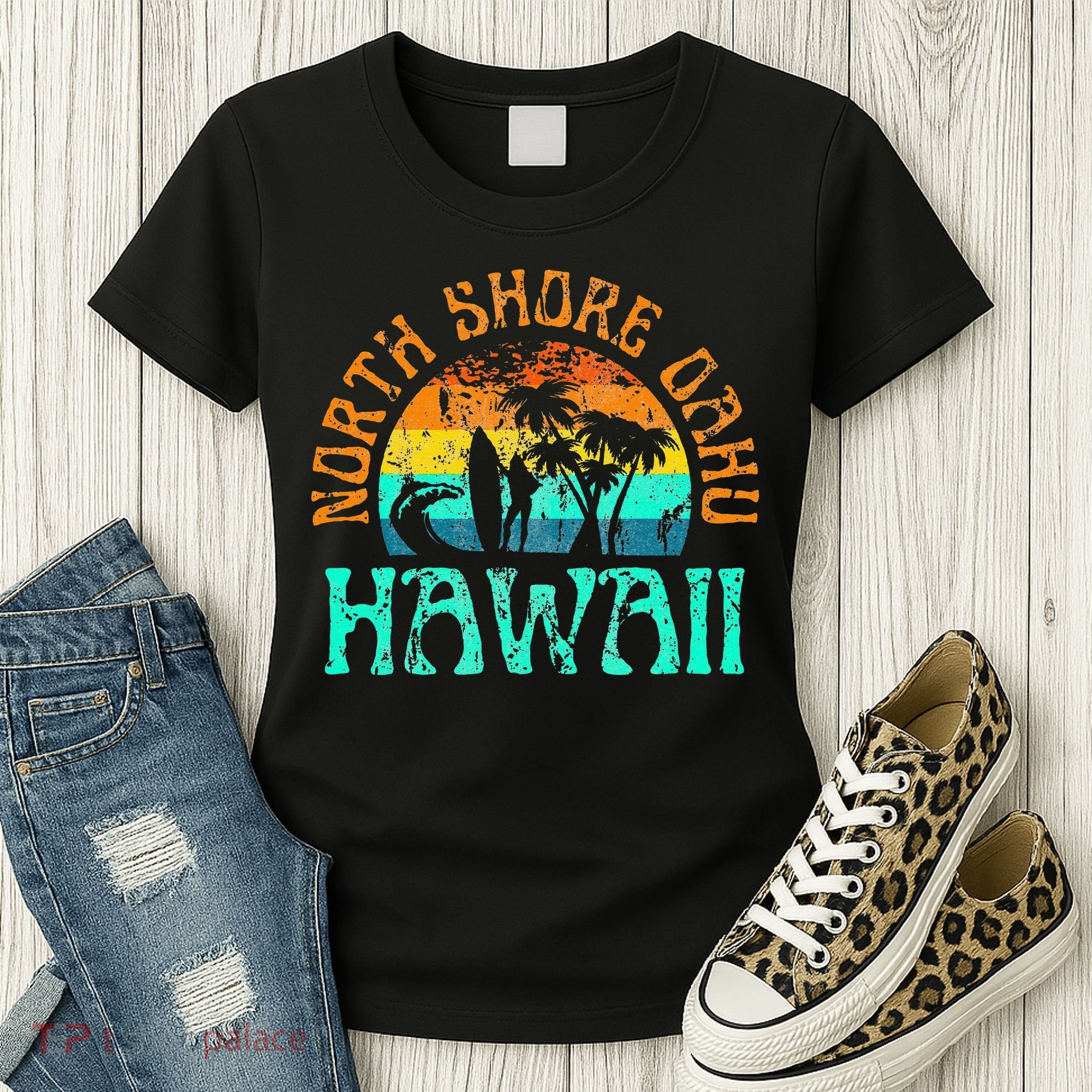 North Shore Oahu Hawaii Surf Beach Surfer Waves Women's T-Shirt