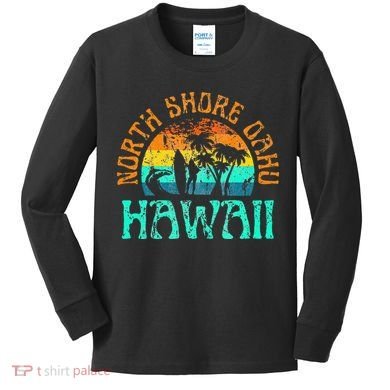 North Shore Oahu Hawaii Surf Beach Surfer Waves Kids Long Sleeve Shirt