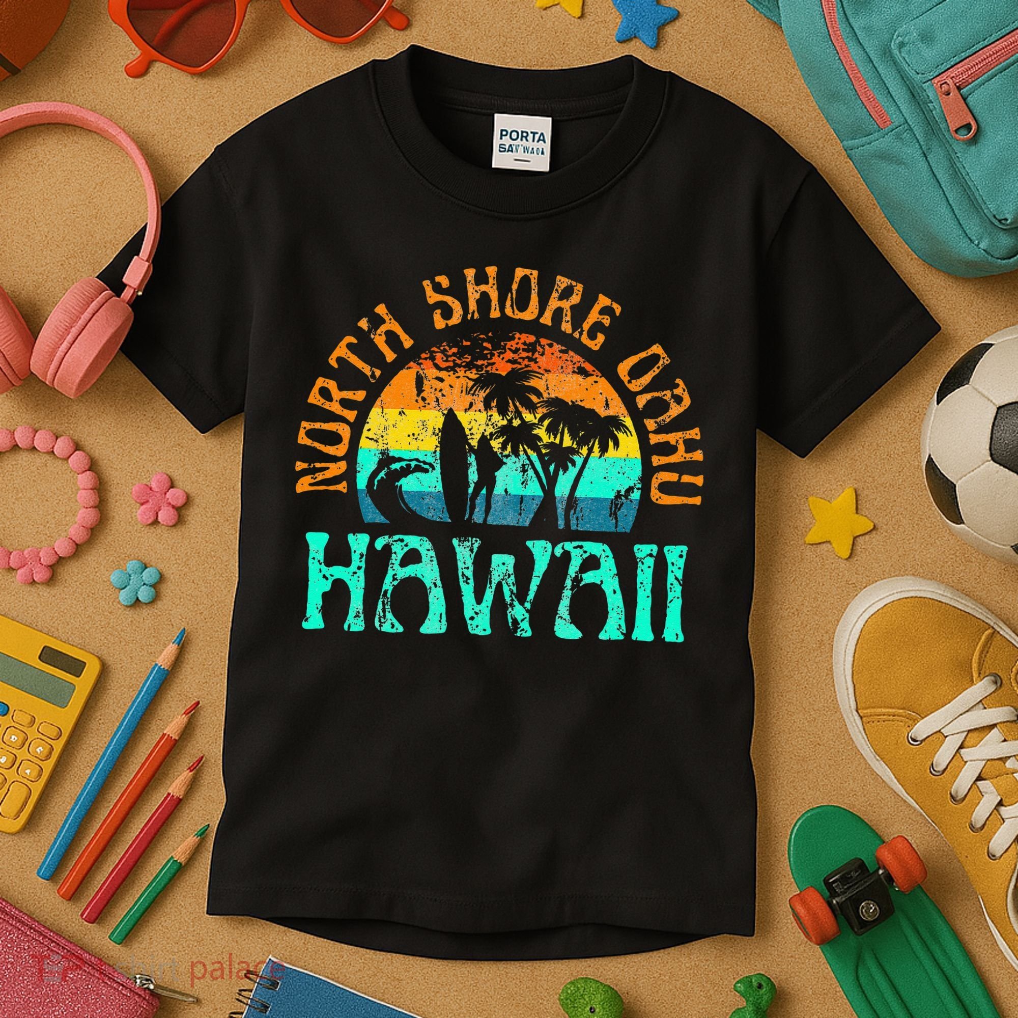 North Shore Oahu Hawaii Surf Beach Surfer Waves Kids T-Shirt