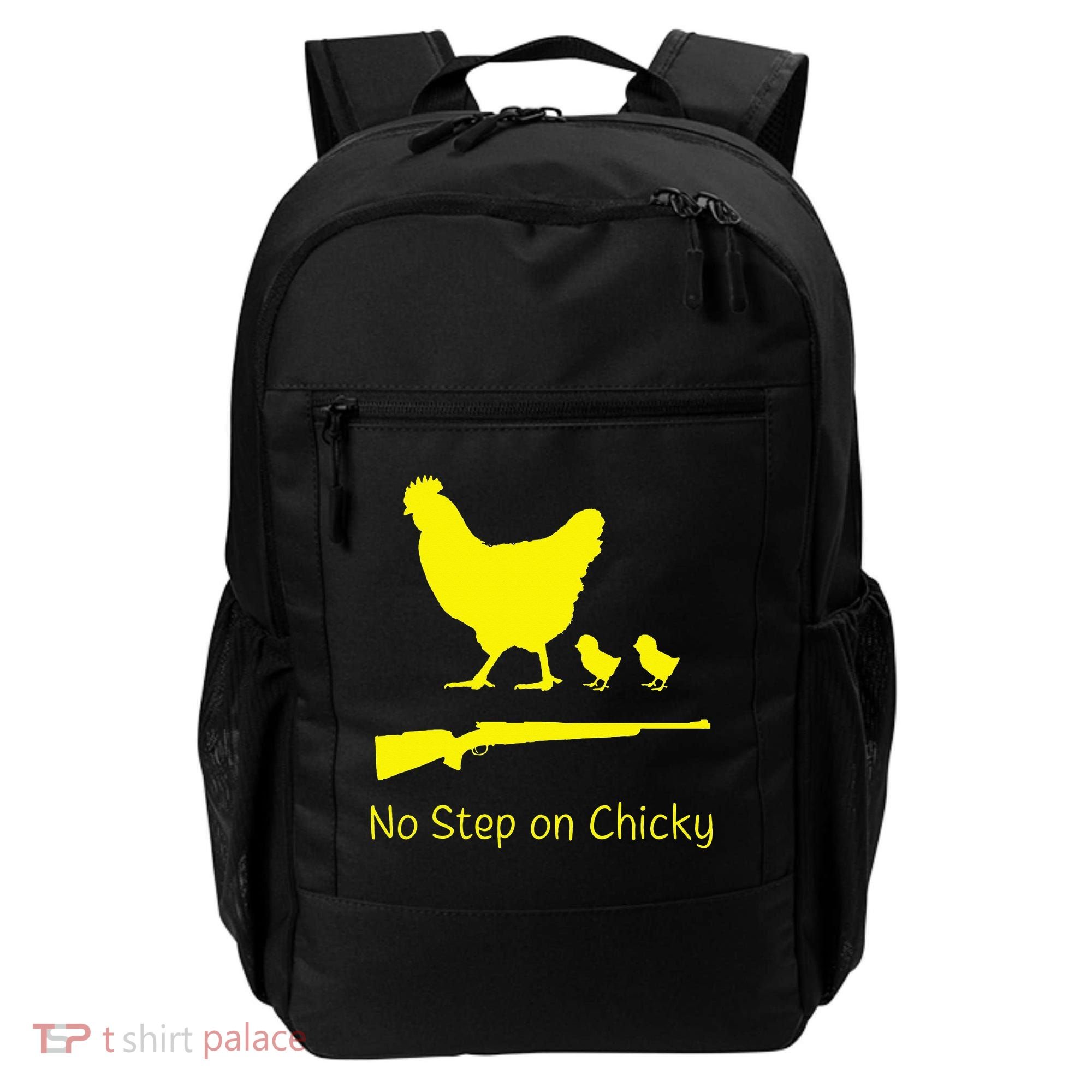 No Step On Chicky Libertarian Rifle Gadsden Flag Chicken Gun Backpack