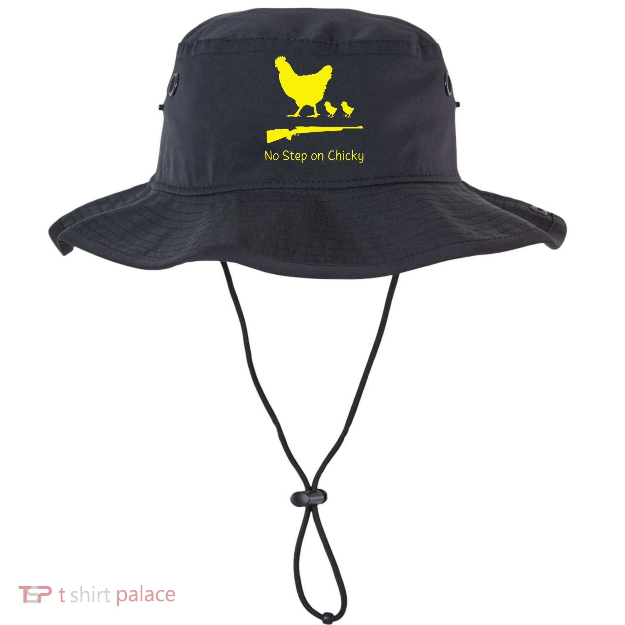 No Step On Chicky Libertarian Rifle Gadsden Flag Chicken Gun Bucket Hat