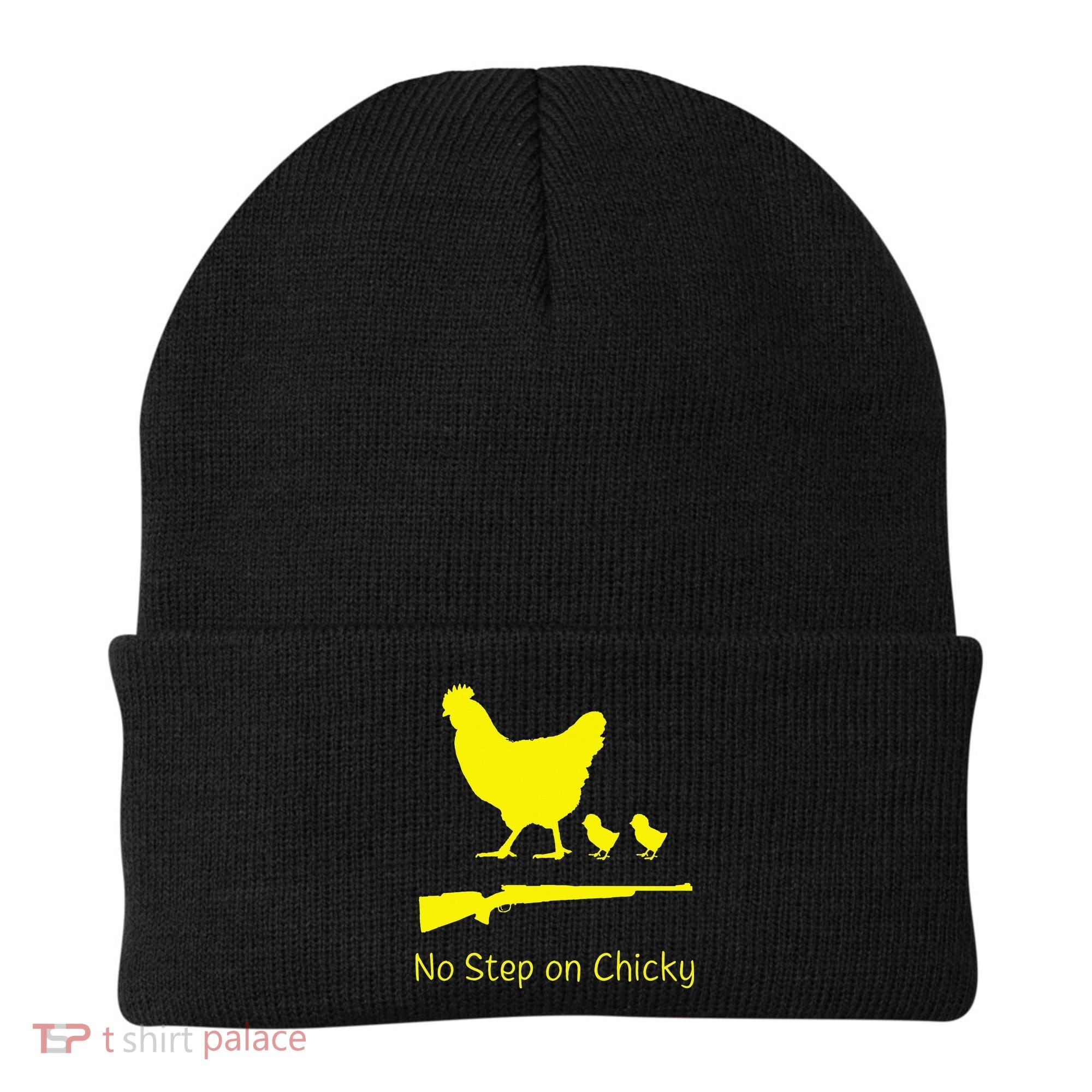 No Step On Chicky Libertarian Rifle Gadsden Flag Chicken Gun Beanie