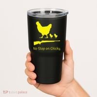 No Step On Chicky Libertarian Rifle Gadsden Flag Chicken Gun Tumbler thumb 2