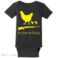 No Step On Chicky Libertarian Rifle Gadsden Flag Chicken Gun Baby Bodysuit thumb 0