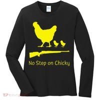 No Step On Chicky Libertarian Rifle Gadsden Flag Chicken Gun Women's Long Sleeve Shirt thumb 0