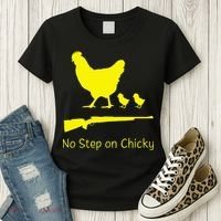 No Step On Chicky Libertarian Rifle Gadsden Flag Chicken Gun Women's T-Shirt thumb 3