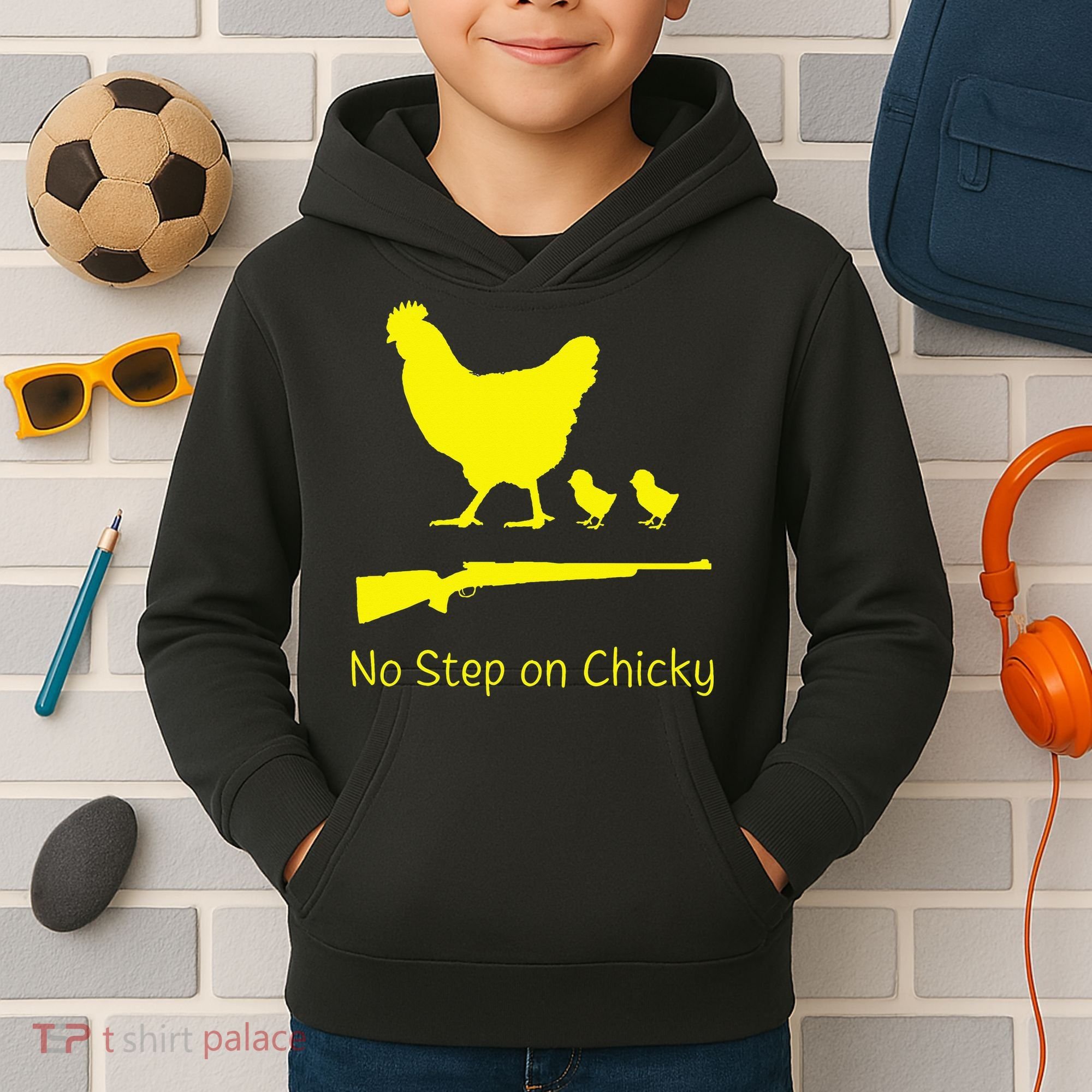 No Step On Chicky Libertarian Rifle Gadsden Flag Chicken Gun Kids Hoodie