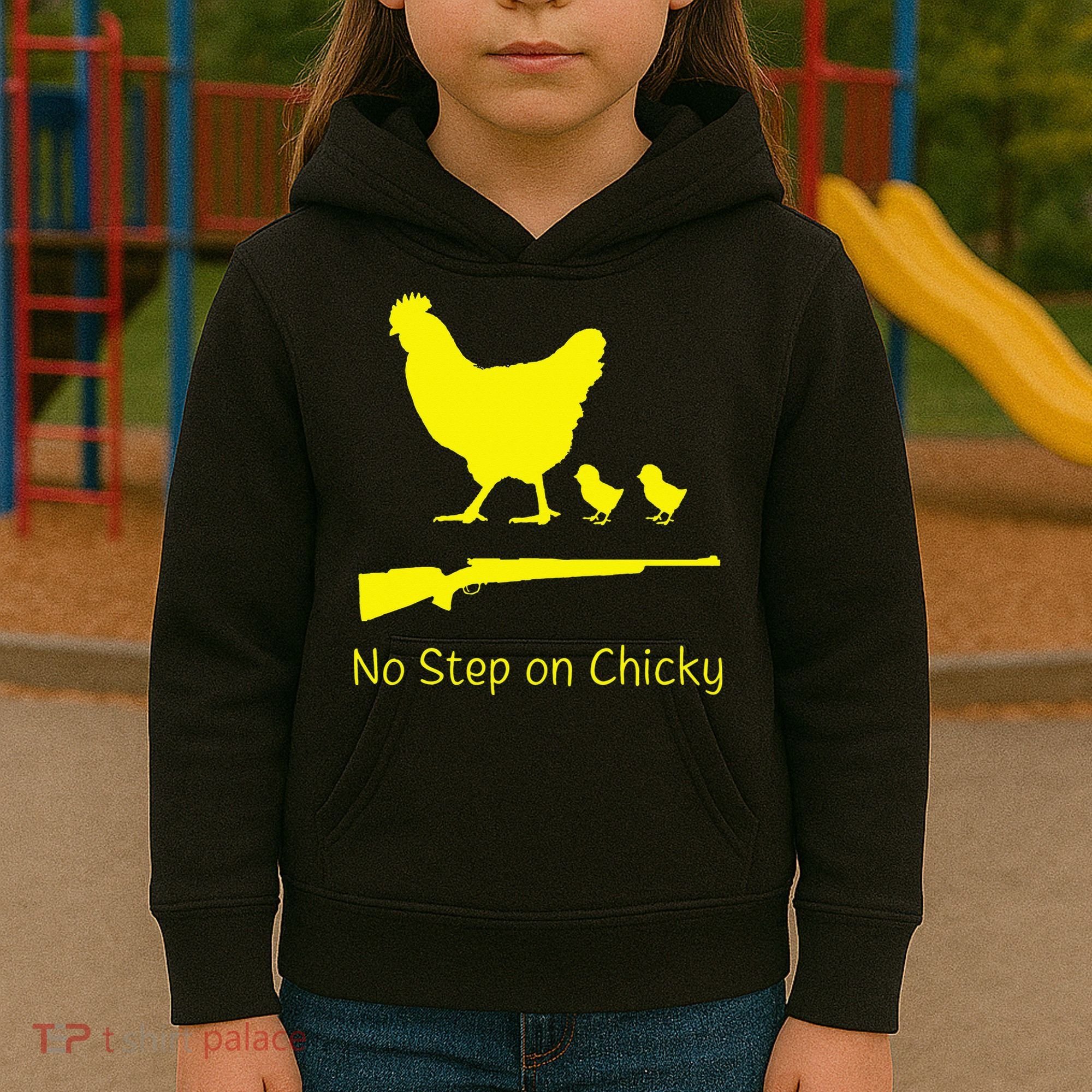 No Step On Chicky Libertarian Rifle Gadsden Flag Chicken Gun Kids Hoodie