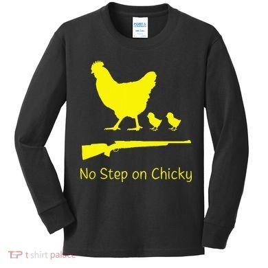 No Step On Chicky Libertarian Rifle Gadsden Flag Chicken Gun Kids Long Sleeve Shirt