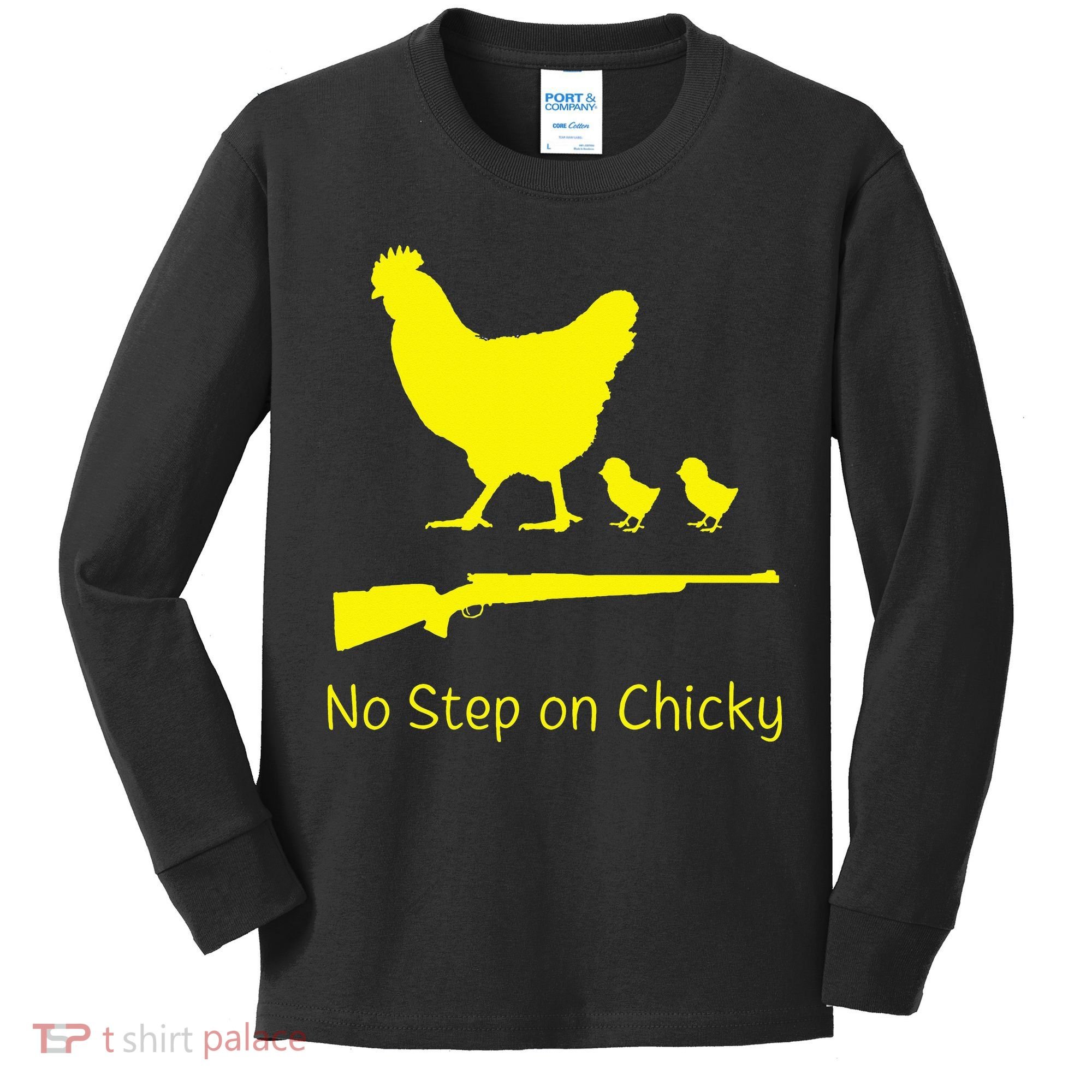 No Step On Chicky Libertarian Rifle Gadsden Flag Chicken Gun Kids Long Sleeve Shirt