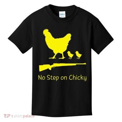 No Step On Chicky Libertarian Rifle Gadsden Flag Chicken Gun Kids T-Shirt