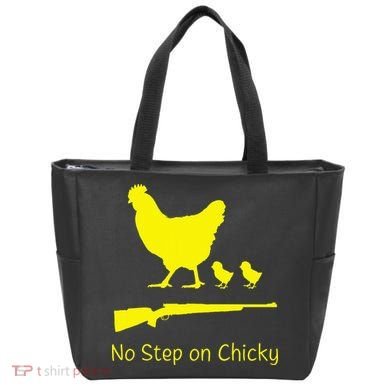 No Step On Chicky Libertarian Rifle Gadsden Flag Chicken Gun Tote Bag