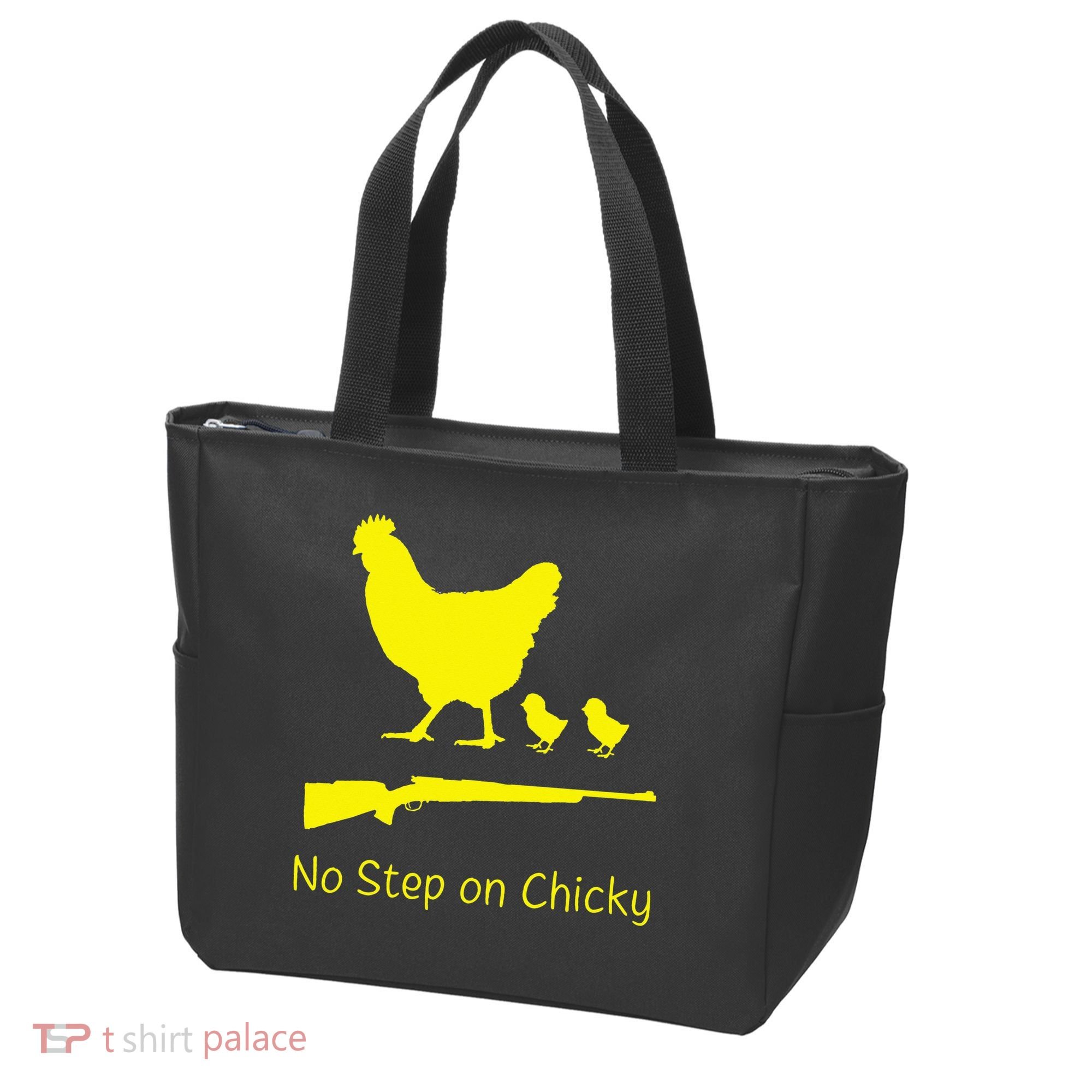 No Step On Chicky Libertarian Rifle Gadsden Flag Chicken Gun Tote Bag