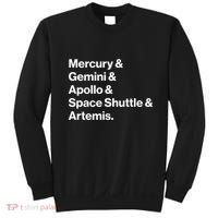 NASA Space Programs Mercury Gemini Apollo Shuttle Artemis Sweatshirt thumb 0