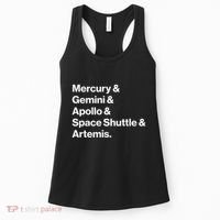 NASA Space Programs Mercury Gemini Apollo Shuttle Artemis Women's Tank Top thumb 0