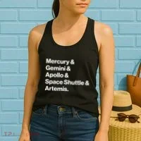 NASA Space Programs Mercury Gemini Apollo Shuttle Artemis Women's Tank Top thumb 2