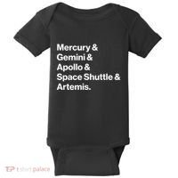 NASA Space Programs Mercury Gemini Apollo Shuttle Artemis Baby Bodysuit thumb 0