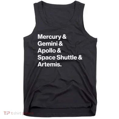 NASA Space Programs Mercury Gemini Apollo Shuttle Artemis Tank Top