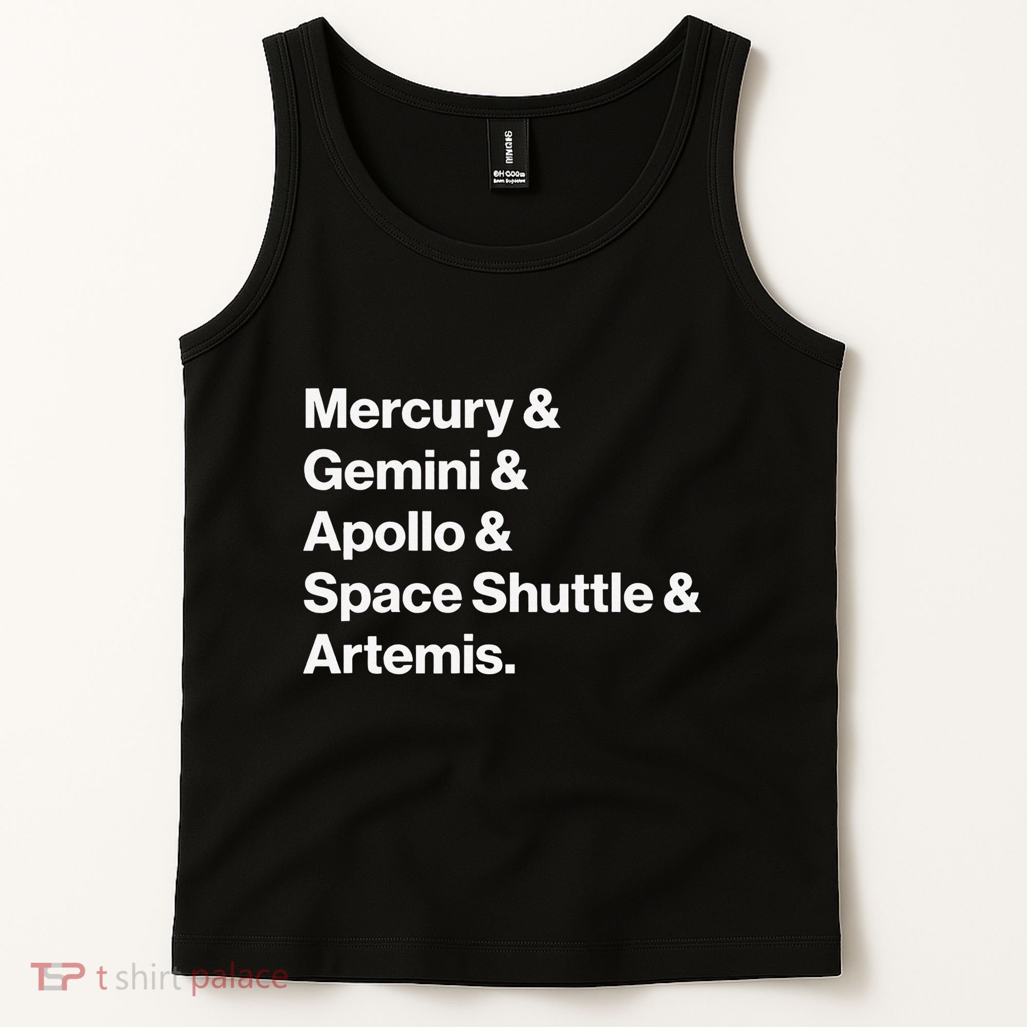 NASA Space Programs Mercury Gemini Apollo Shuttle Artemis Tank Top
