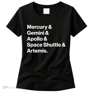 NASA Space Programs Mercury Gemini Apollo Shuttle Artemis Women's T-Shirt
