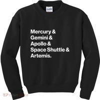 NASA Space Programs Mercury Gemini Apollo Shuttle Artemis Kids Sweatshirt thumb 0
