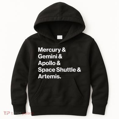 NASA Space Programs Mercury Gemini Apollo Shuttle Artemis Kids Hoodie