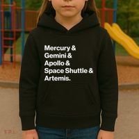 NASA Space Programs Mercury Gemini Apollo Shuttle Artemis Kids Hoodie thumb 3