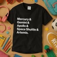 NASA Space Programs Mercury Gemini Apollo Shuttle Artemis Kids T-Shirt thumb 3