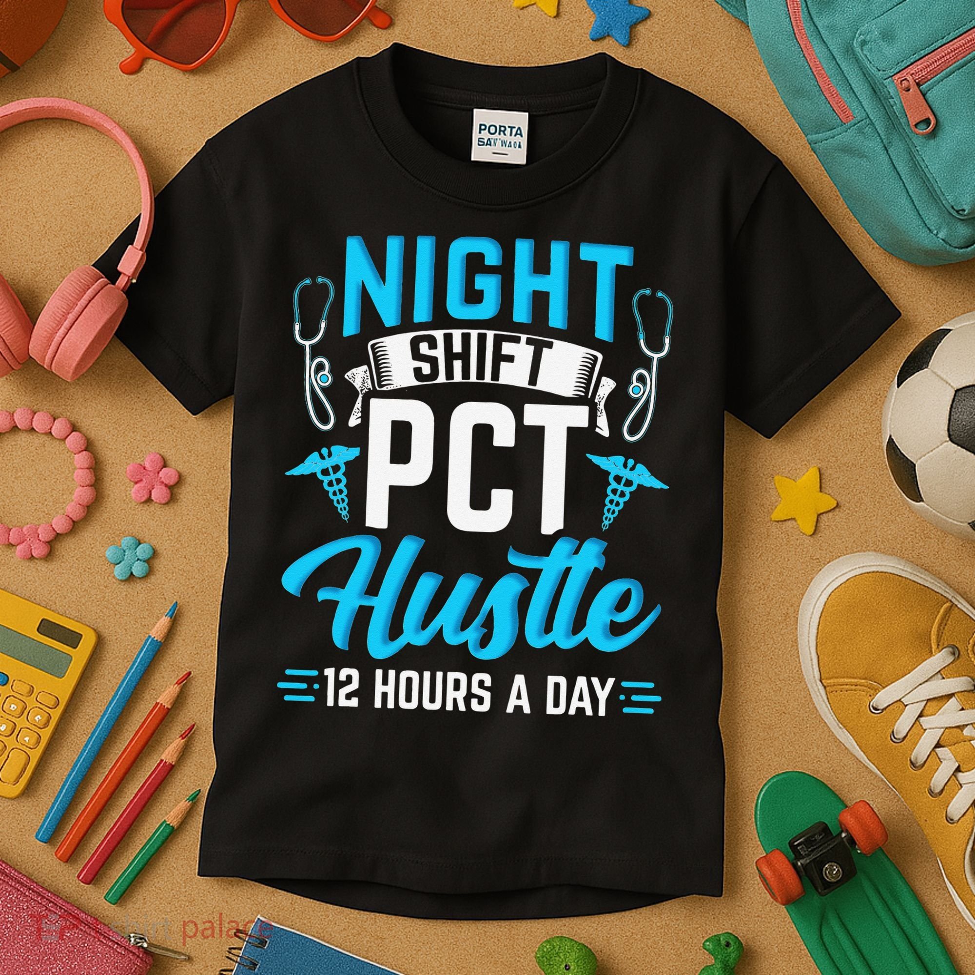 Night Shift PCT Patient Care Technician Kids T-Shirt