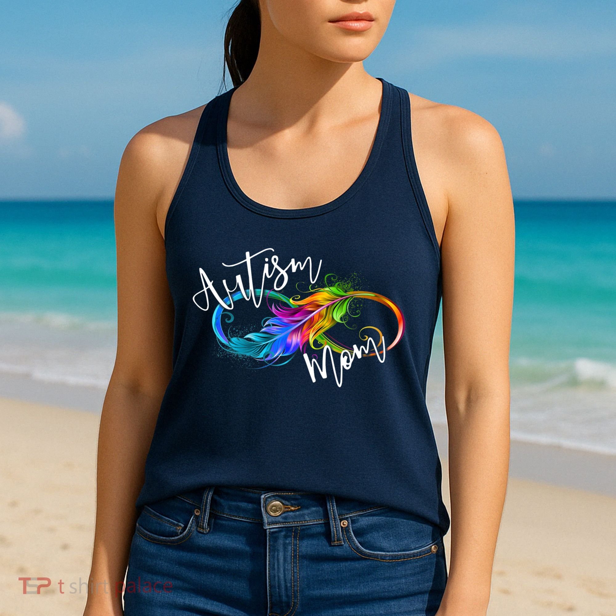 Neurodiversity Symbol Rainbow Infinity Autism Mom Awareness Women's Tank Top