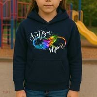 Neurodiversity Symbol Rainbow Infinity Autism Mom Awareness Kids Hoodie thumb 3