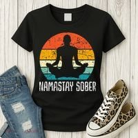 Namastay Sober Recovery Support Sobriety Na Aa Women's T-Shirt thumb 3